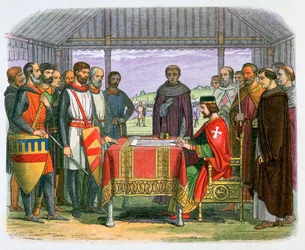 Kuva kuningas Johannes allekirjoittamassa Magna Carta, 1800-luku