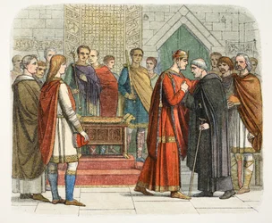 Kuningas Vilhelm I tavoittelee englantilaisten johtajien suosiota, noin 1066, 1864