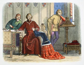 Kuningatar Anne rukoilee Gloucesterin ja Arundelin kanssa Sir Simon de Burleyn puolesta, 1388 1864