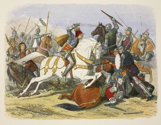 Richard III at Bosworth Field, 22. elokuuta 1485, teoksesta A Chronicle of England BC 55 to AD 1485, pub. Lontoo, 1863