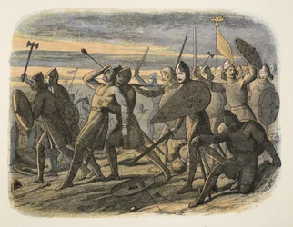 Harold II:n kuolema Hastingsin taistelussa, 1066, Englannin Chroniclesta 55–1485, pub. Lontoo, 1863