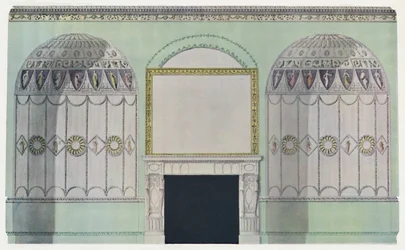 Alkovilla lankkutettu savupiippu, sisustusrakenne, 1700-luku