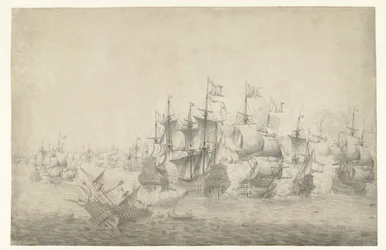 Meritaistelu, mahdollisesti Lowestoftissa 13. kesäkuuta 1665 (vasen sivu)