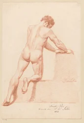Polvistuva alaston mies, takaa katsottuna (2. palkinto 1812)