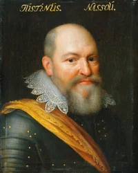 Justinus Nassaun muotokuva, noin 1609-1633 (öljy paneelille).