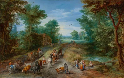 Metsäinen maisema matkustajien kanssa, 1610.