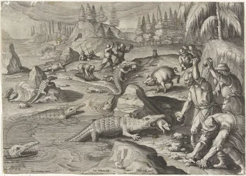 Krokodillenvangst Jachttaferelen (sarjan nimi) Villiriistan, lintujen ja kalojen metsästys Bestiaryssa (sarjan nimi)
