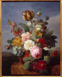 Kukkia maljakossa (flaamilainen koulu), 1810. Mitat: 0,62 x 0,49 m. Orléans, taidemuseo