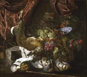 Asetelma riistalla ja hedelmillä, 1641-61