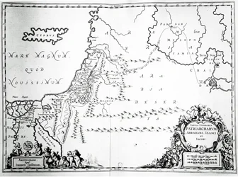 Kartta Abrahamin, Iisakin ja Jaakobin matkoista, 1652