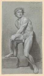 Istuva alaston mies edestä katsottuna (1. palkinto 1791)