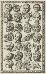 28 ihmisten ja eläinten päätä (28 koppen van mensen en dieren). 1682