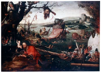 Maisema ja vertaus Pyhästä Kristoferista, 1500-luvun alku.