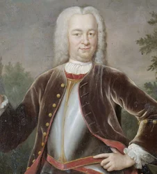 Hollantilainen: Gustaaf Willem baron van Imhoff (1705-50). Kenraalikuvernööri (1743-50) Alankomaiden Itä-Intian komppanian kenraalikuvernöörin Gustaaf Willem van Imhoffin muotokuva.