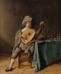 Omakuva luuttusoittajana, noin 1637-1638 (öljy paneelille)