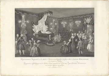 Huone, jossa on prinssi William IV:n majesteetti, 1751 Representation Perspective de la Salle de Parade (...) Perspektiivikuva paraatihallista, jossa Lyk van Zyne Doorl. Yderin korkeus on ollut esillä (otsikko esineessä) Kelluva sänky W