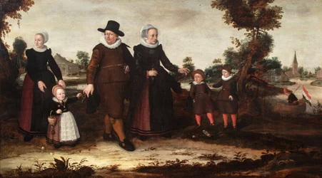 Ryhmäkuva taidemaalari Jan Siewertz Kolmista, hänen vaimostaan Fijtge Lindemansista, heidän lapsistaan Anna Jansdr., Siewert Jansz. ja Hans Jansz. sekä palvelijattaresta.