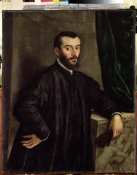 ""Andre Vesalen (Andreas Vesalius) (1514-1564), Kaarle V:n anatomin ja lääkärin muotokuva" Jan Stephen van Calcarin (1499-noin 1546) maalaus (Tiziano Vecellio sanoi Tizianin (1485-1576) jälkeen)