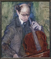 Pablo Casals (1876-1973) soittaa selloa. Maalaus Jan Toorop (1858-1928), öljy kankaalle