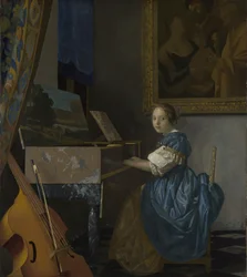 Nuori nainen istuu Virginalissa, n. 1670