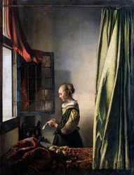 Kirjettä avoimen ikkunan ääressä lukeva tyttö, noin 1659