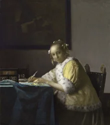 Kirjettä kirjoittava nainen, 1665-1670