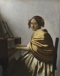 Nuori nainen virginaalin ääressä, n. 1670