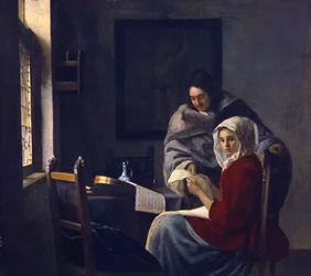 Musiikkinsa äärellä keskeytetty tyttö, noin 1660