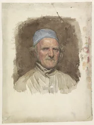 Mies muotokuva, sininen hattu
