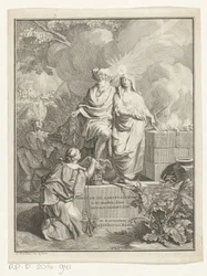 Allegorinen otsikkosivu patriarkka Abrahamin ja totuuden kanssa Nimisivu: Arnold Hoogvliet, Abraham patriarkka, XII Boeken, 1728