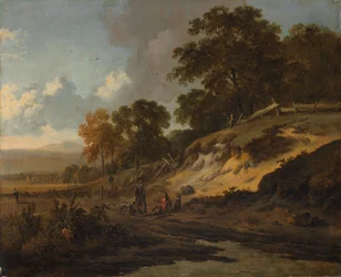 Maisema metsästäjien kanssa