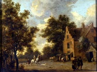 Marsalkka Ferrandin maisema ja työpaja. Jan Wynantsin (1630 - 1684) maalaus. Milano, Museo del Castello