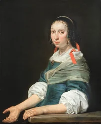 ""Nuoren naisen muotokuva"" (Nuoren naisen muotokuva) Jan de Brayn (n. 1627-1697) maalaus