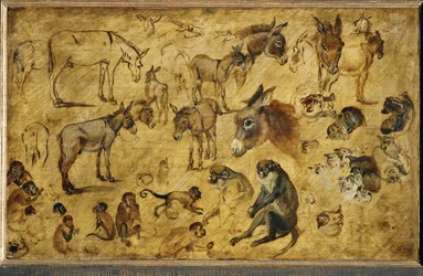 Eläintutkimukset (maalaus tammipuulle)