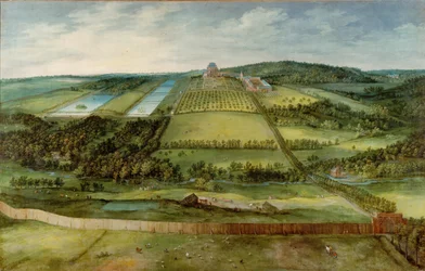 Näkymä Chateau de Mariemontista, Belgia (öljy kankaalle)
