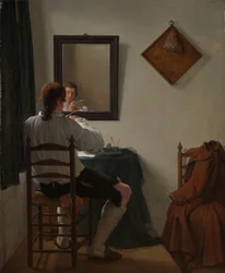 Kirjoittaja leikkaa kynää, 1784