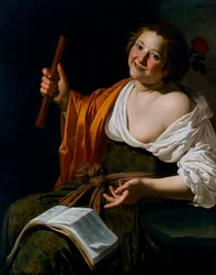 Tyttö huilun kanssa, n. 1630 (öljy kankaalle).
