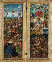Ristiinnaulitseminen; Viimeinen tuomio, n. 1440-1441 (öljy kankaalle siirretty puusta)