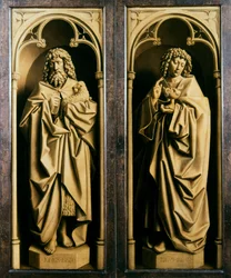 Gentin alttaritaulu. Mystisen Karitsan palvonta: Johannes Kastaja ja Johannes Evankelista, 1432