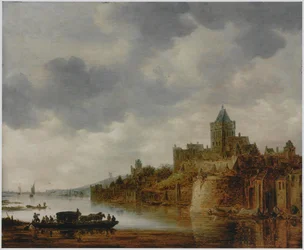 Hollanti: Rivier Landscape with View of Valkhof, Nijmegen River Landscape with View of Valkhof, Nijmegen