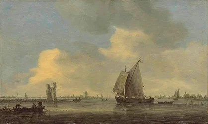 Näkymä Merwede-joelle ja Huis te Merweden raunioille; taustalla Dordrecht.