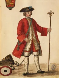 Bombista venetsialaisista laivoista, Jan van Grevenbroeck tai Giovanni Grevembroch (1731-1807), Gli Abiti de Veneziani, kuvitetusta pukukirjasta, akvarelli
