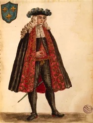 Ranskan suurlähettiläs, Jan van Grevenbroeck tai Giovanni Grevembroch (1731-1807), Gli Abiti de Veneziani, kuvitetusta pukukirjasta, akvarelli