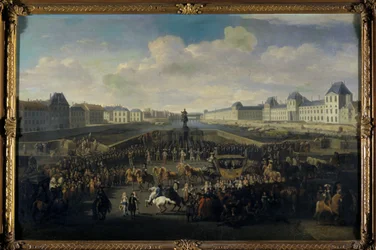 Louis XIV lähestyy Pont Neufia Pariisissa