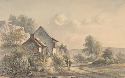 Kyläkohtaus hahmoineen, 1800-luku.