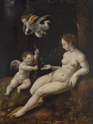 Venus ja kaksi Cupidosta, n. 1528 (öljy paneelille)