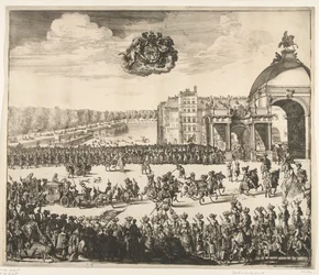 Kuningas Vilhelm III:n saapuminen Haagiin, 1691 Blydellä, paljon toivottu, ja ensimmäinen Englannin kuninkaan, Skotlannin, Vranckryckin ja Yerlandtin kuninkaallinen Inhalingh. Binnen Haagissa 5. helmikuuta, den Jaeressa 1691 (nimi