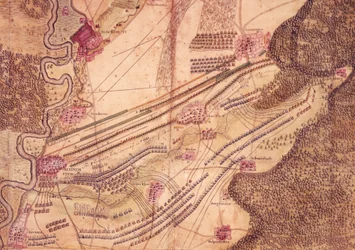 Blenheimin taistelun suunnitelma, n. 1705 (väri litho)