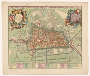 Plattegrond van de stad Utrecht Viimeisin ja tarkin piirros Reinin ylittävästä kaupungista (otsikko esineessä)