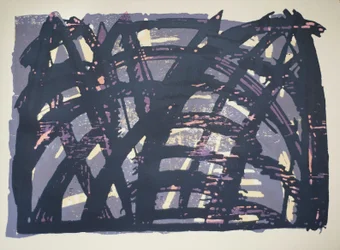 Head On (ii), 2014 (moottorisaha puupiirros ja silkkipaino)